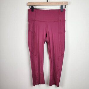 Lululemon sz 6 Fast and Free pink leggings pockets